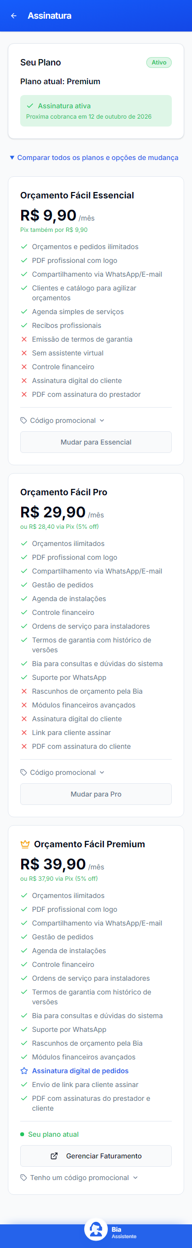 Assinatura no celular, com dados inteiramente fictícios.