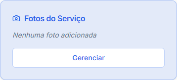 Abra Gerenciar para selecionar as fotos da proposta e adicionar comentários. Interface mobile real com dados fictícios.