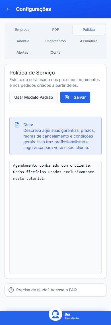 Política no celular, com dados inteiramente fictícios.