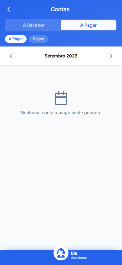 A Pagar: selecione esta aba para consultar seus registros. — celular. Demonstração fictícia.